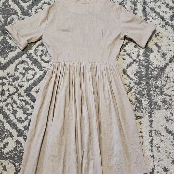 Vintage Beige Midi Dress with Button Detail - Picture 4 of 4